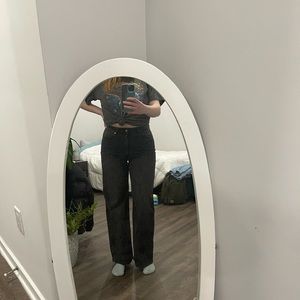 H & M High Waisted Wide Leg Black Jeans